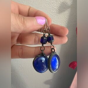 Vintage Blue glass earrings